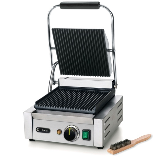 Single 1800W fluted contact grill - Hendi 263501