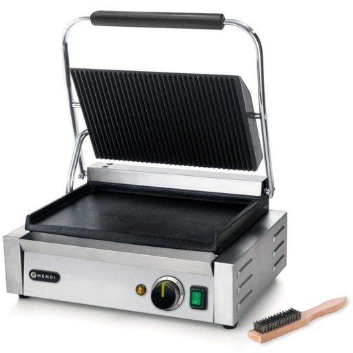 PANINI contact grill fluted top smooth bottom 2200W - Hendi 263662
