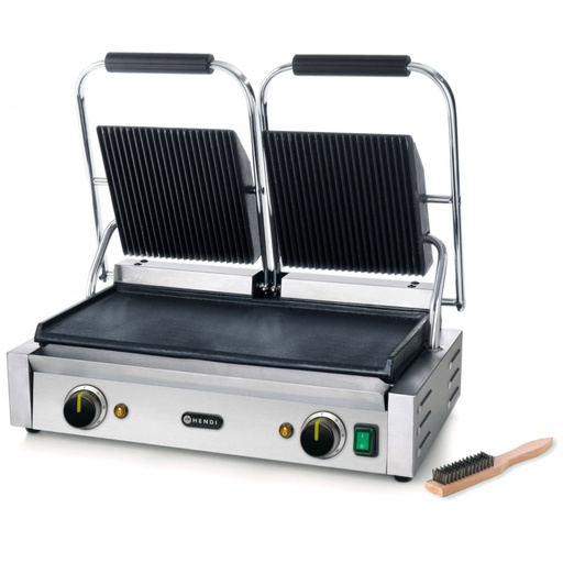 Contact grill fluted top smooth bottom 3600W - Hendi 263808
