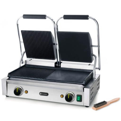 Contact grill double fluted smooth 3600W - Hendi 263907