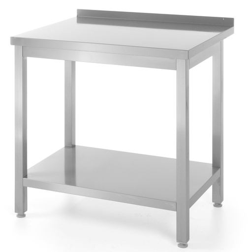 Wall mounted steel kitchen worktop with rim and shelf 120x60cm - Hendi 811474