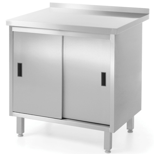 Kitchen worktop table with cabinet steel sliding door 80x60cm - Hendi 811641