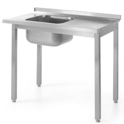 Loading table with sink for dishwasher steel 100x60cm LEFT - Hendi 811917