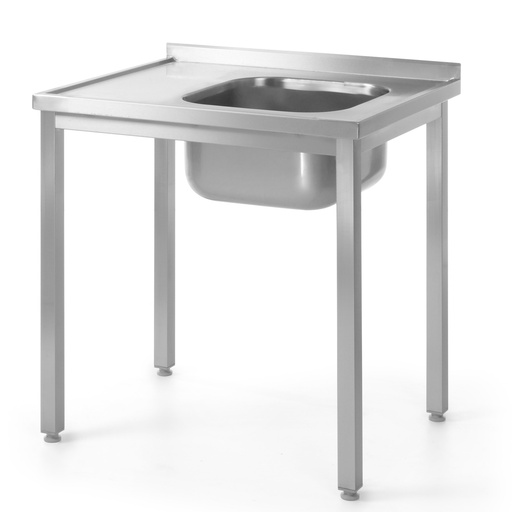 Steel kitchen worktop table with sink 100x60cm RIGHT - Hendi 811573