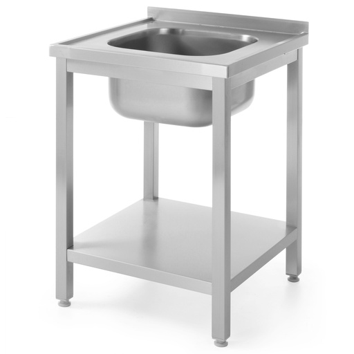 Steel worktop table with one 600x600mm sink and shelf - Hendi 811856