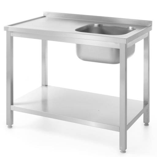 Dishwashing steel worktop table with one sink with shelf 80x60cm RIGHT - Hendi 811863