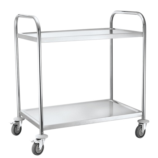Stainless steel 2-shelf waiter cart up to 100Kg - Hendi 810002