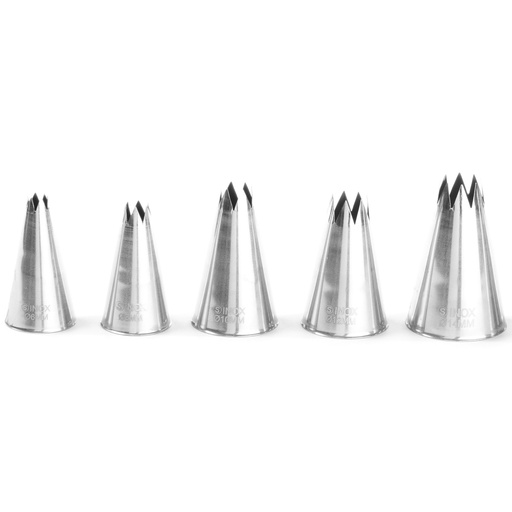 Decorative tips for confectionery cone sleeves corrugated set of 5pcs. - Hendi 551790