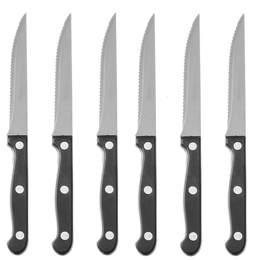 Stainless steel steak knife serrated length 215mm set of 6pcs. - Hendi 781449