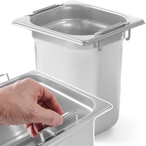 GN container with retractable handles stainless steel GN1/6 176x162mm H 200mm - Hendi 803707