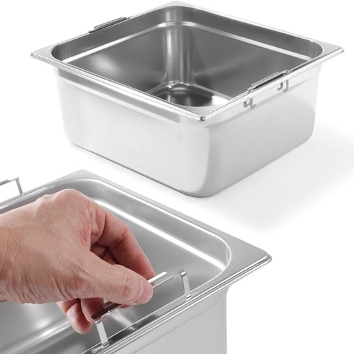 GN container with retractable handles stainless steel GN2/3 354x325mm height 200mm - Hendi 803301