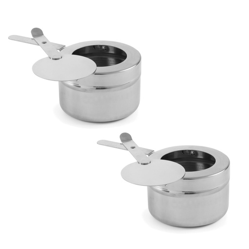 Container with lid steel paste fuel for food warmer set of 2pcs. A - Hendi 470527