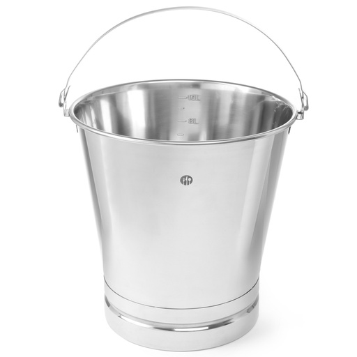 Stainless steel catering kitchen bucket with ring and graduation 10L - Hendi 516683