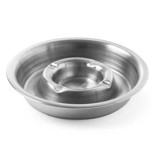 Ashtray with ash trough stainless steel 160mm diameter - Hendi 440100