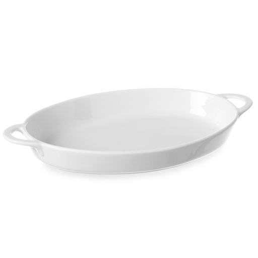 Oval casserole platter with handles 165x105x30mm white porcelain - Hendi 784006