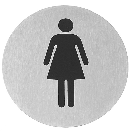 Self-adhesive information plate for toilet door WOMEN stainless steel 75mm diameter - Hendi 663615