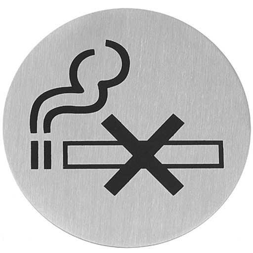 Self-adhesive information plate NO SMOKING stainless steel Ø 75mm - Hendi 663639