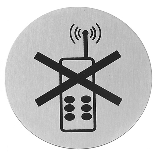 Self-adhesive information plate NO USE OF TELEPHONES stainless steel Ø 75mm - Hendi 663653