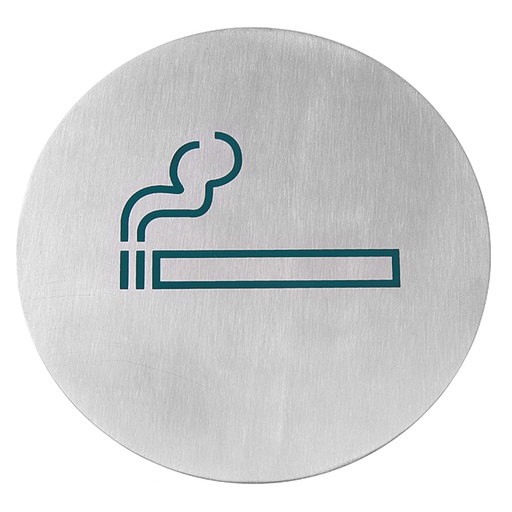 Self-adhesive information plate FOR SMOKERS stainless steel 160mm diameter - Hendi 663820
