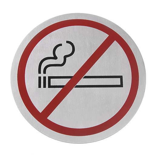 Self-adhesive information plate NO SMOKING stainless steel 160mm diameter - Hendi 663806