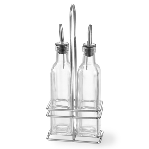 Stalo rinkinys aliejaus ir vyno acto butelių su krepšeliu 2 x 237ml - Hendi 460245