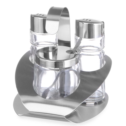 Stainless steel seasoning set salt pepper mustard - Hendi 465332