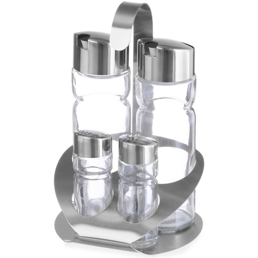 Stainless steel seasoning set salt pepper oil wine vinegar - Hendi 465356