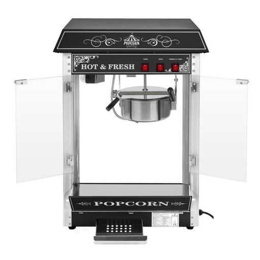 Professional powerful popcorn machine adjustable 230V 1.6kW black