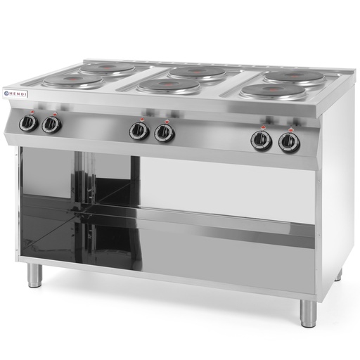 Brīvi stāvoša elektriskā plīts uz tērauda pamatnes 6 x 2,6 kW 120 cm plata
