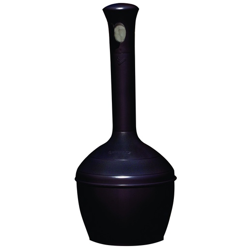 Freestanding outdoor ashtray black with container 15L diameter 33cm height 100cm.