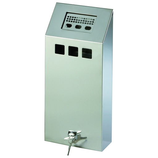 Wall mounted ashtray with removable container lockable stainless steel 1.5L