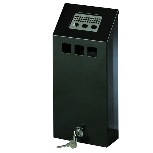 Wall mounted ashtray with removable container lockable black 1.5L