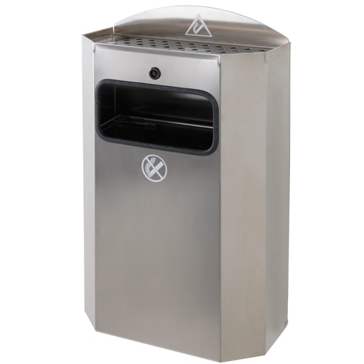 Waste basket with waste bag frame wall mounted with ashtray stainless steel 328x164x541mm