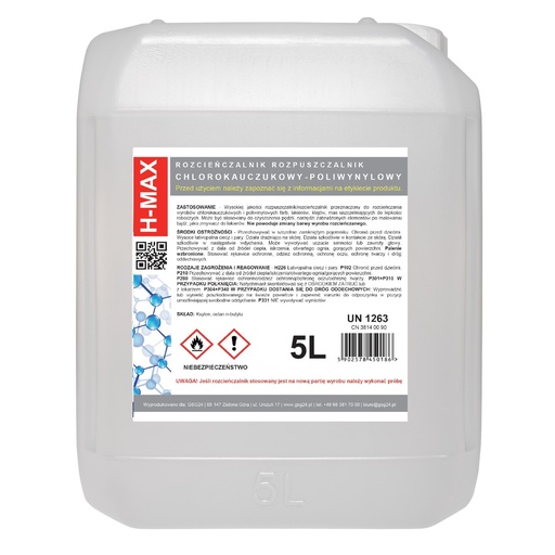 Polyvinyl chloride thinner for paints and varnishes H-MAX 5L