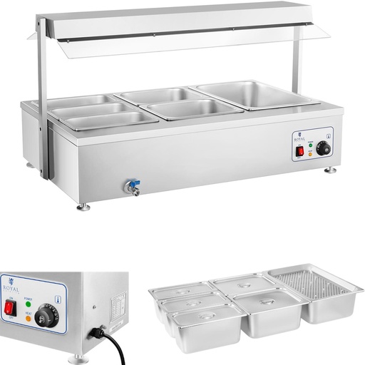 Freestanding water heater bemar with tap 6 x GN 150mm 55L Royal Catering