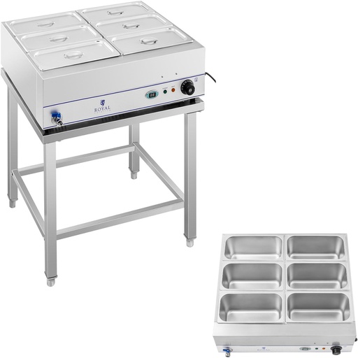 Ūdens sildītājs uz tērauda pamatnes 6 x GN 1/3 2000W 230V