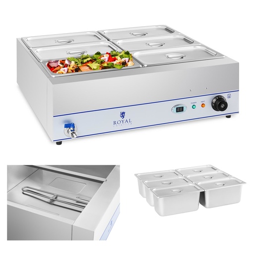 Water heater bemar with tap 6 x GN 1/3 2000W 230V Royal Catering