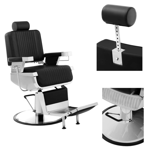 Professional barber chair with footrest swivel LUXURIA Physa black