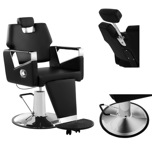 TURIN Physa professional barber chair with footrest swivel TURIN black