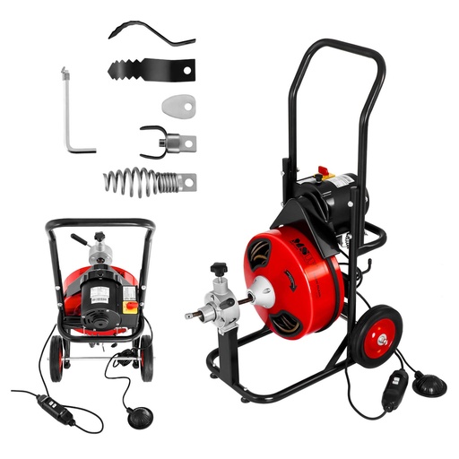 Pumping machine spiral pipe cleaner electric 390W 23m MSW-DRAIN CLEAN 23E + heads