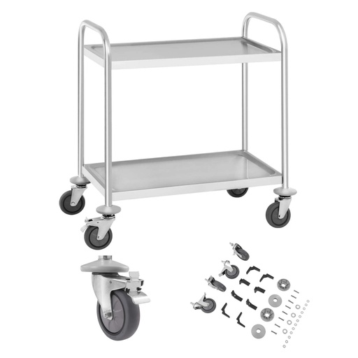 Stainless steel 2 shelf catering cart up to 150kg