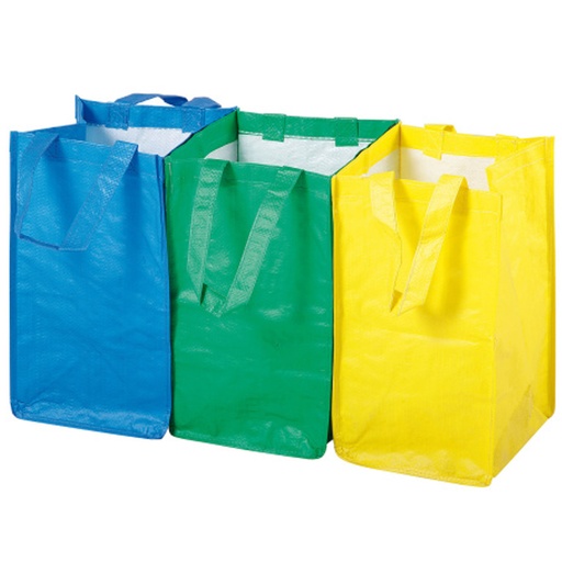 Durable garbage segregation bags KIT 3pcs x 21L