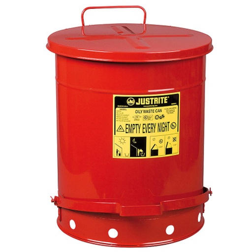 Garbage can for flammable waste and oily cleaning rags - FM / UL approvals 53L capacity.