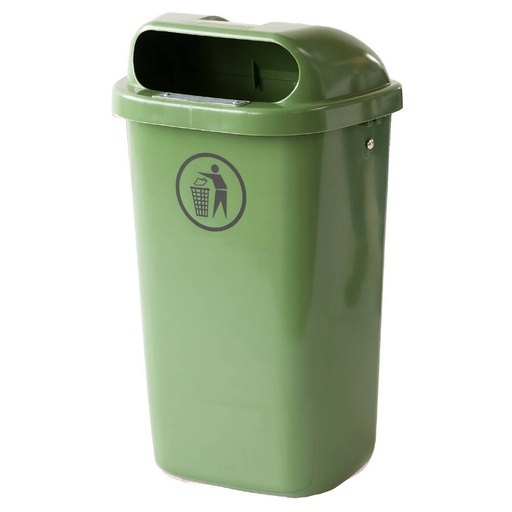 DIN 50L street litter garbage can for post or wall - green