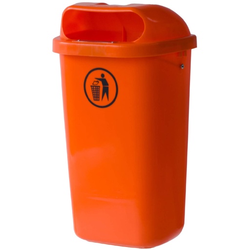 DIN 50L urban waste garbage can for post or wall - orange