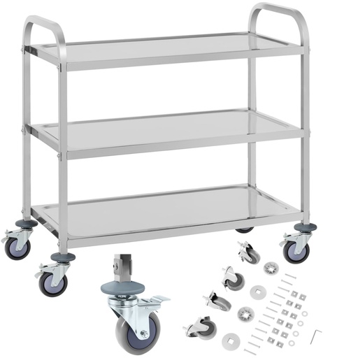 Royal Catering RCSW 3A stainless steel 3-shelf catering cart up to 150kg