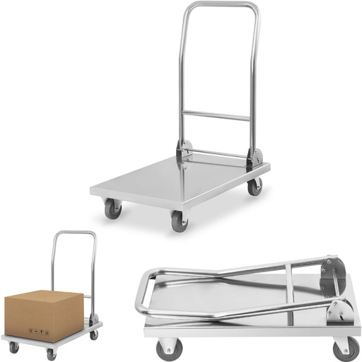 Platform warehouse transport cart with folding handle up to 400kg RCFT-1.1