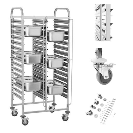 Stainless steel catering cart for catering 30 x GN 1/1 RCTW-30GN.1