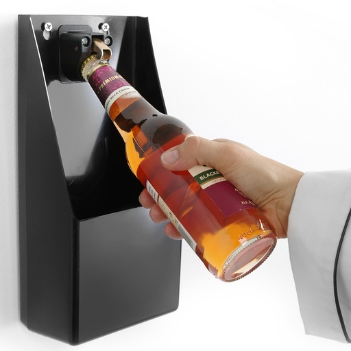 Hendi 643914 wall mounted bottle opener with cap holder