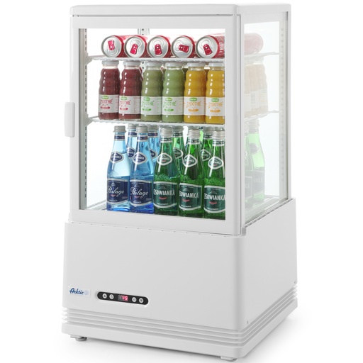 Glass adjustable refrigerated display case 58L 2 shelves white ARKTIC Hendi 233610